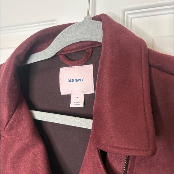 Old Navy Women's Deep Burgundy Faux Suede Leather Jacket Size M - Picture 3 of 4